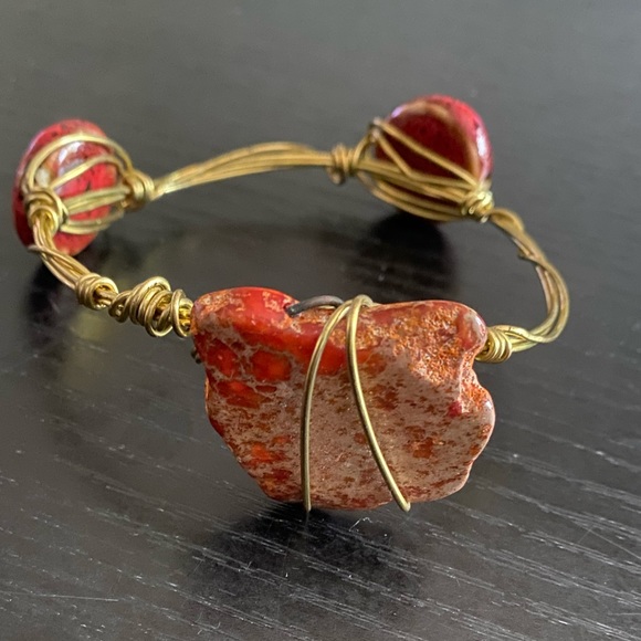 Artisan-made Red Jasper Wire Bracelet - Picture 2 of 5